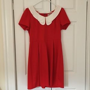 Retro red A-line collared dress